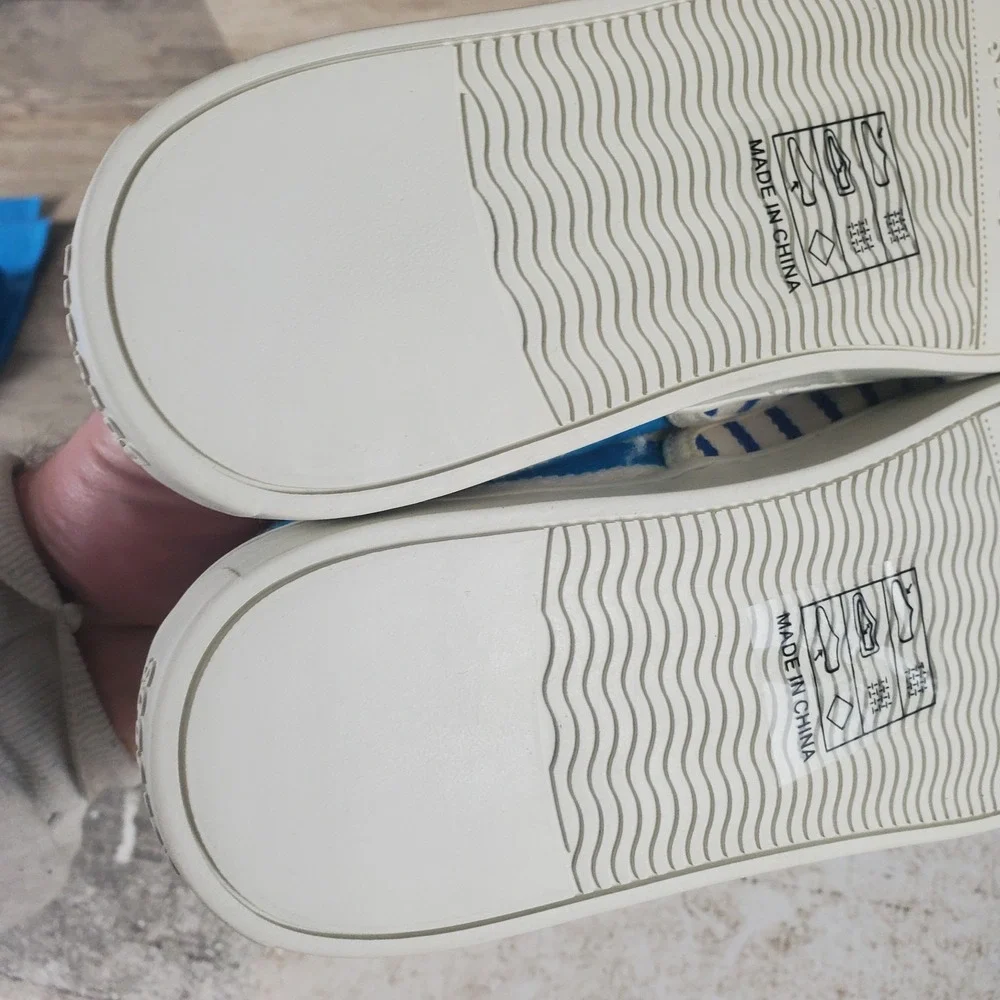 Soludos Marin Stripe Womens Shoes Sz 5.5 B Casual Sky Blue White Lace Up Sneaker